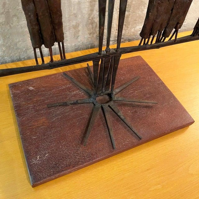 Mid-Century Brutalist Metal and Wood Sculpture by Virginia Stemple For Sale - Image 11 of 13
