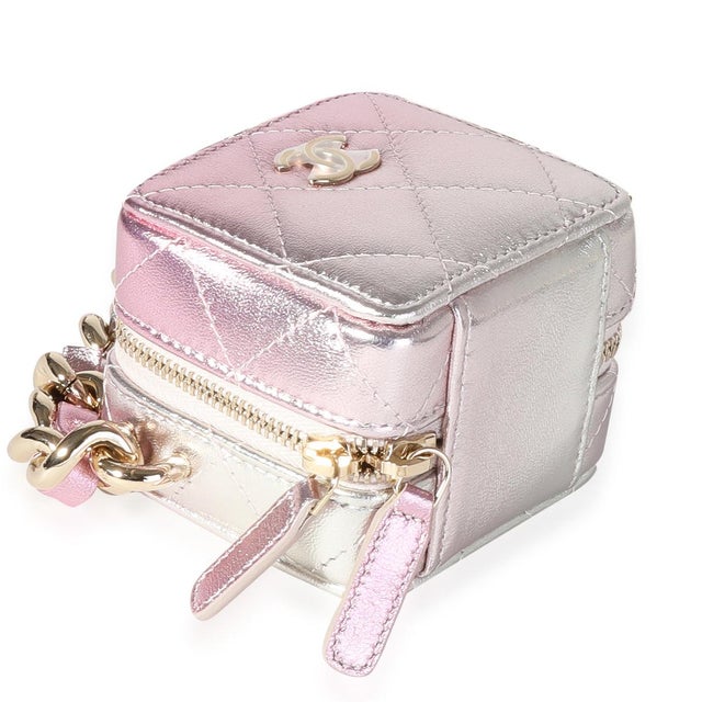 Chanel Metallic Lambskin Quilted Coco Punk Clutch With Chain For Sale - Image 4 of 8