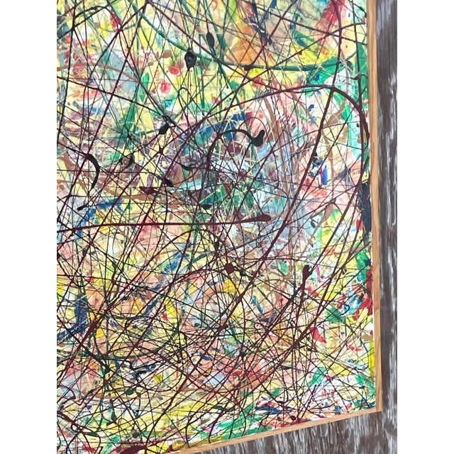 Red Vintage Abstract Expressionist Painting Signed Lincoln Park For Sale - Image 8 of 12