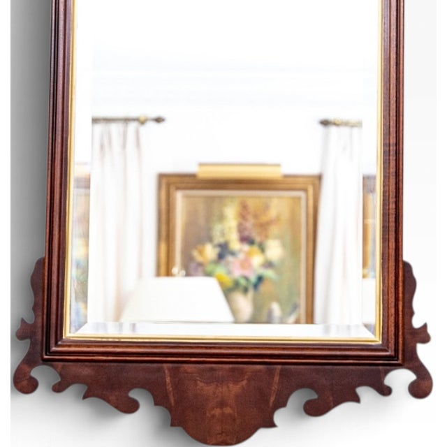 Late 20th Century Vintage Councill Craftsmen Chippendale Mahogany Wall Mirror With Gilded Shell Crest For Sale - Image 5 of 12