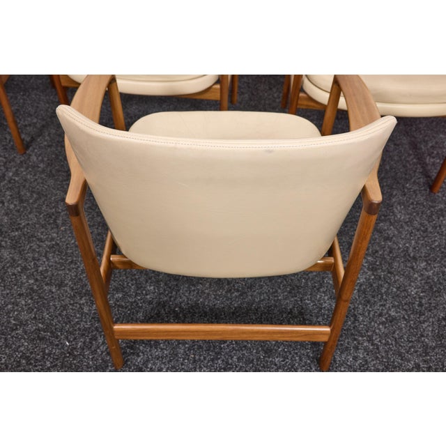 Vintage Dining Armchairs in Walnut and Vinyl Leather from Ib Kofod-Larsen, 1963, Set of 4 For Sale - Image 16 of 18