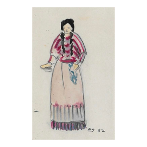 1932 Eunice Starkie Native American Woman Watercolor