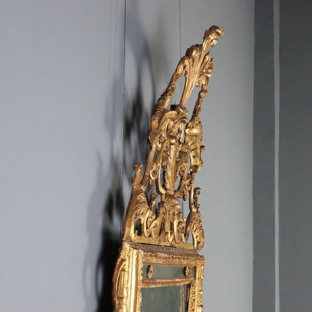 Carved and Gilded Wooden Wall Mirror For Sale - Image 9 of 13