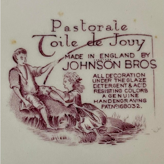 “Pastorale Toile De Jouy “ Mauve Transferware Johnson Brothers Plate For Sale - Image 10 of 10