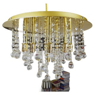 German Crystal and Brass Ceiling Lamps from Faustig, 1980s, Set of 2 For Sale