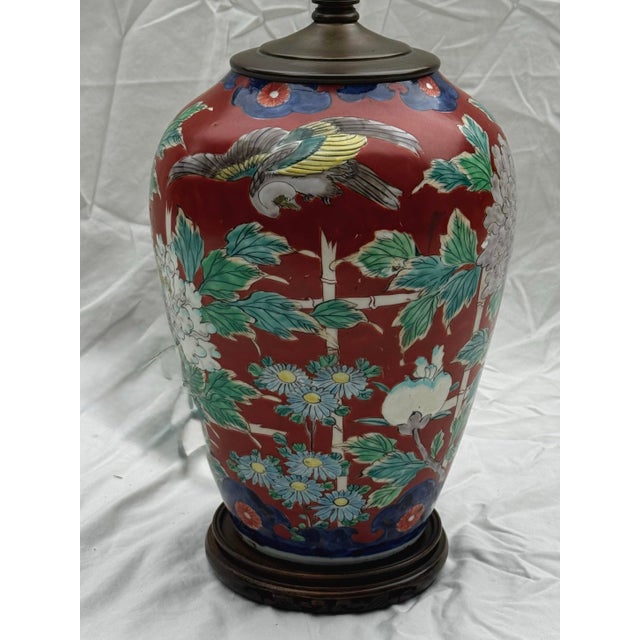 Add a vibrant pop of classic Chinoiserie elegance to your space with this striking mid-century modern Chinese cloisonné...