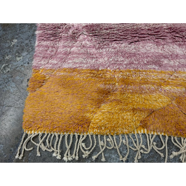 Pink 4ft 2in X 5ft 10in Benisouk Sunset Luxury Shag Rug For Sale - Image 8 of 12