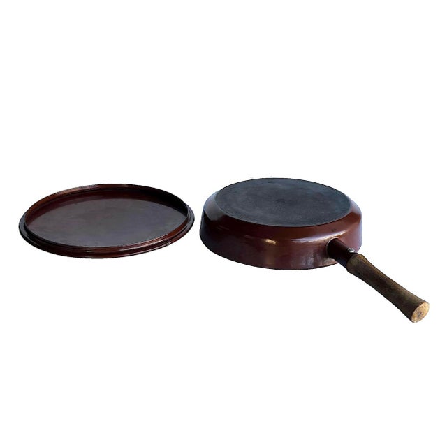 Dansk Vintage Dansk Kobenstyle Brown Enamel Skillet Pan and Lid Designed by Jens Quistgaard, 2 Piece Set For Sale - Image 4 of 11