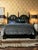 Vintage Black Gloss Hollywood Regency Dorothy Draper Pagoda Style King Headboard For Sale - Image 9 of 9