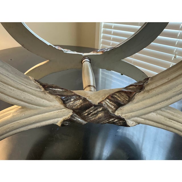 Neo-Classical Gustavian Style Painted Curule Stools / Ottomans in Velvet - Pair For Sale In Atlanta - Image 6 of 9