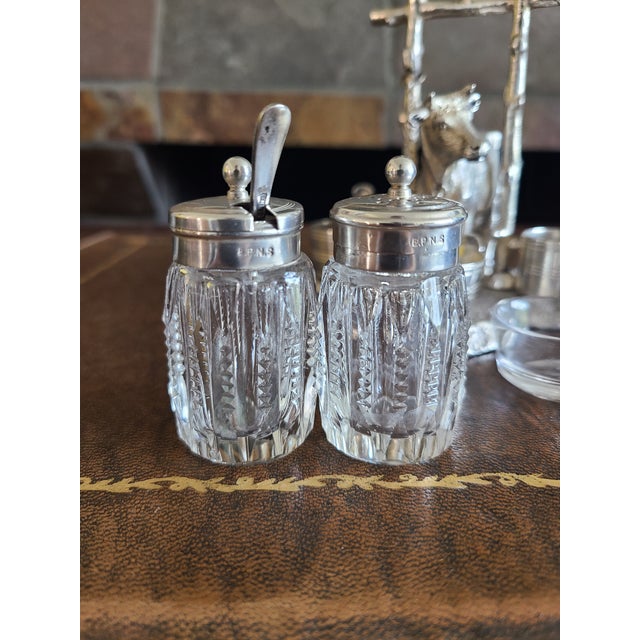 Antique Victorian Silverplate Cow Cruet Set Condiment Holder For Sale - Image 13 of 13