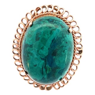 Vintage Solid Rose Gold Eilat Cabochon Ring, Size 8 For Sale