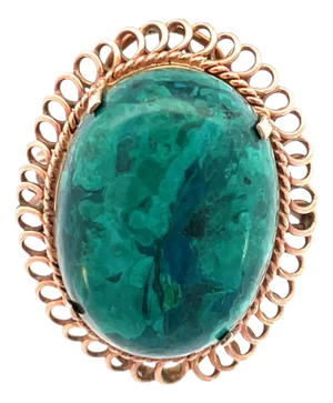 Vintage Solid Rose Gold Eilat Cabochon Ring, Size 8