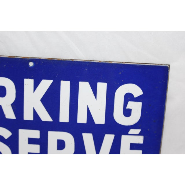 Blue and White Enamel Metal Traffic Sign, 1950s For Sale - Image 13 of 17