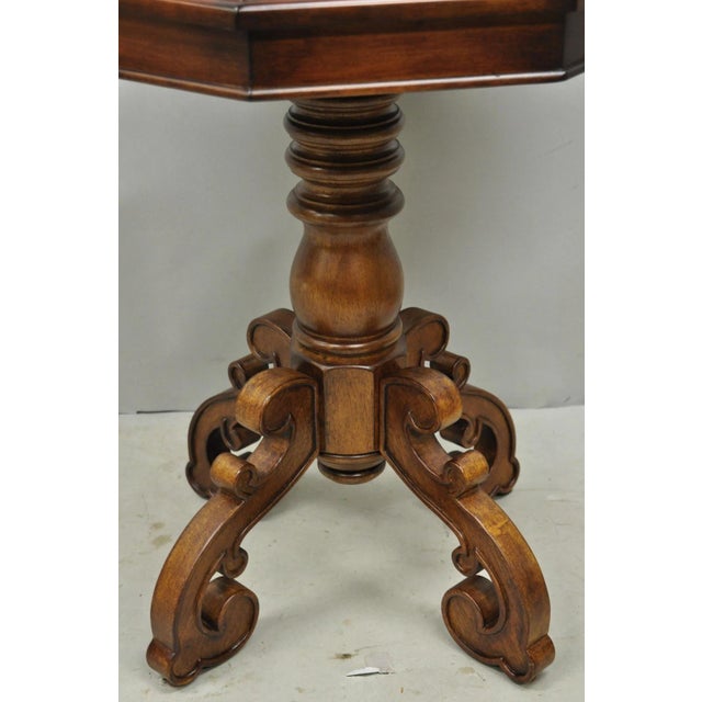 Mid 20th Century Contemporary Italian Mediterranean Style Marquetry Inlay Pedestal Side Table For Sale In Philadelphia - Image 6 of 12