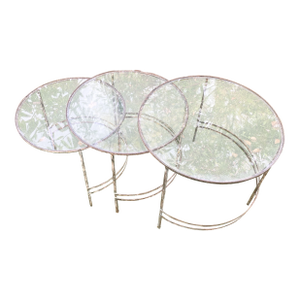 Set of 3 Art Deco Round Outdoor Nesting Tables