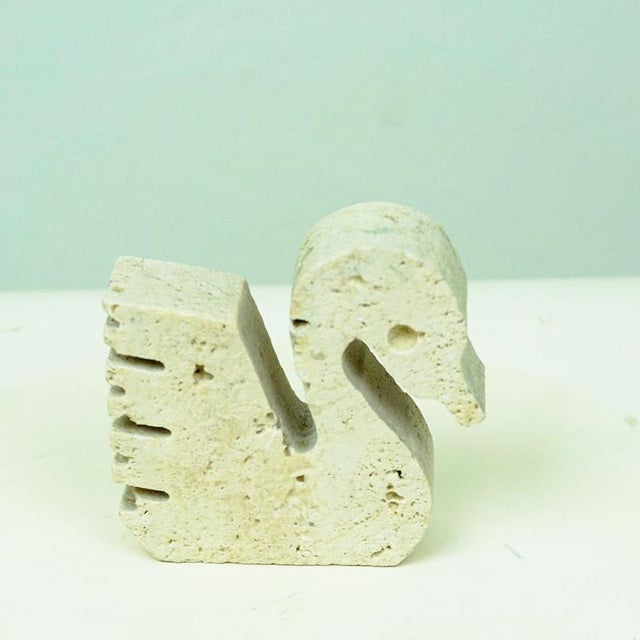 Italian Swan Sculpture in White Travertine by Enzo Mari for Fratelli Manelli, 1970s For Sale - Image 10 of 12
