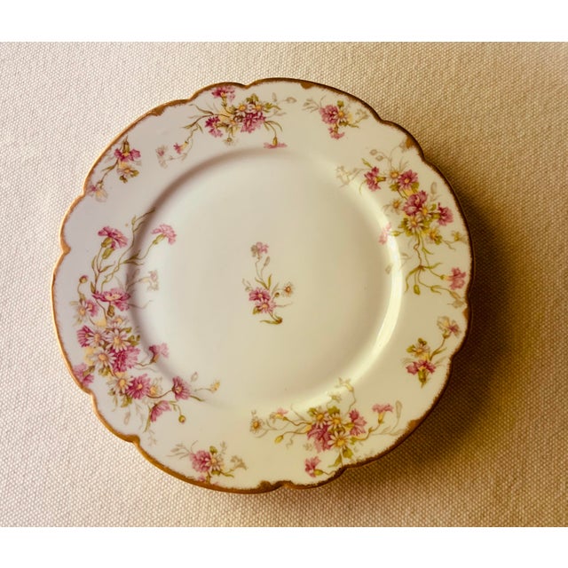 Limoges Floral Soufflé Bowl With Underplate, Gilt Scalloped Rim | Elite Works | C. 1900 For Sale - Image 10 of 18