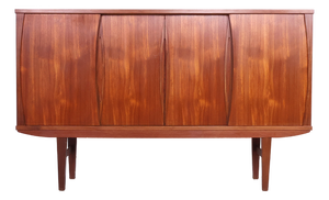 Vintage Teak Highboard or High Sideboard with 4 Sliding Doors, 1960s