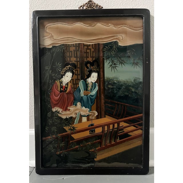 19th Century Chinese Export Reverse Painting on Glass For Sale - Image 9 of 9