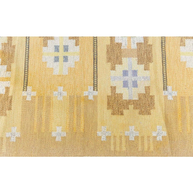 Mid 20th Century Doris Leslie Blau Midcentury Swedish Yellow Flat-Weave Rug by Ingegerd Silow For Sale - Image 5 of 10