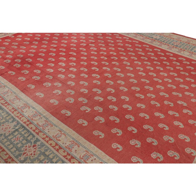 Hand-knotted in wool, an antique 13x16 Oushak rug from Turkey circa 1900-1910 - making way to Rug & Kilim’s antique...