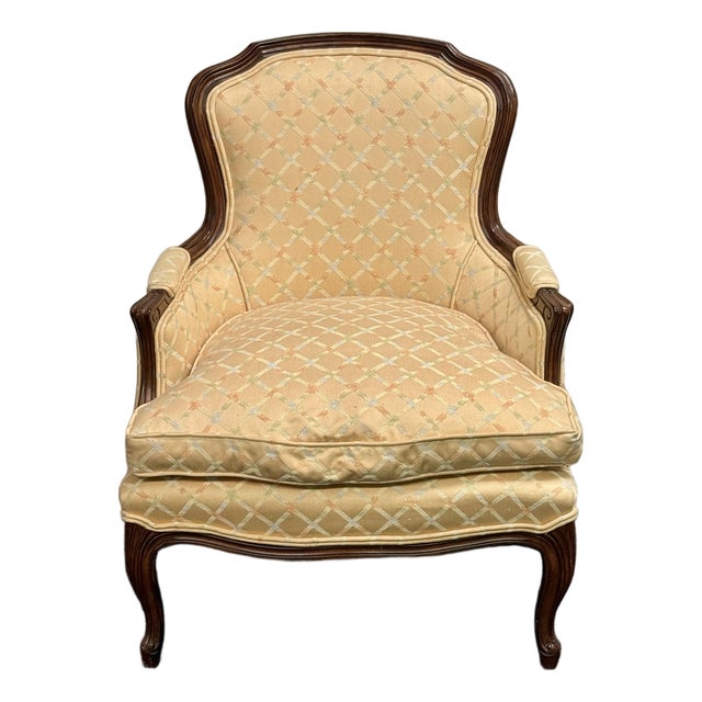Late 20th Century Upholstered French Bergere Chair For Sale