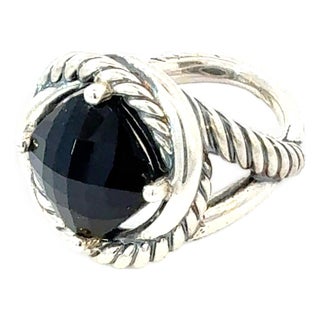 1990s David Yurman Onyx Ring Size 7 Silver Estate For Sale