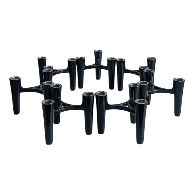 Black Candleholders from Koziol Hommage, Germany, 2005, Set of 7 For Sale