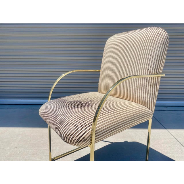 Brass 1980s Mid-Century Brass Dining Chairs by Design Institute of America- Set of 4 For Sale - Image 8 of 13