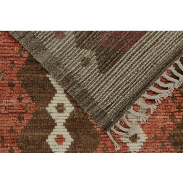 Textile Rug & Kilim's Moroccan-Inspired Rug With Brown, White and Red Geometric Stripes For Sale - Image 7 of 7