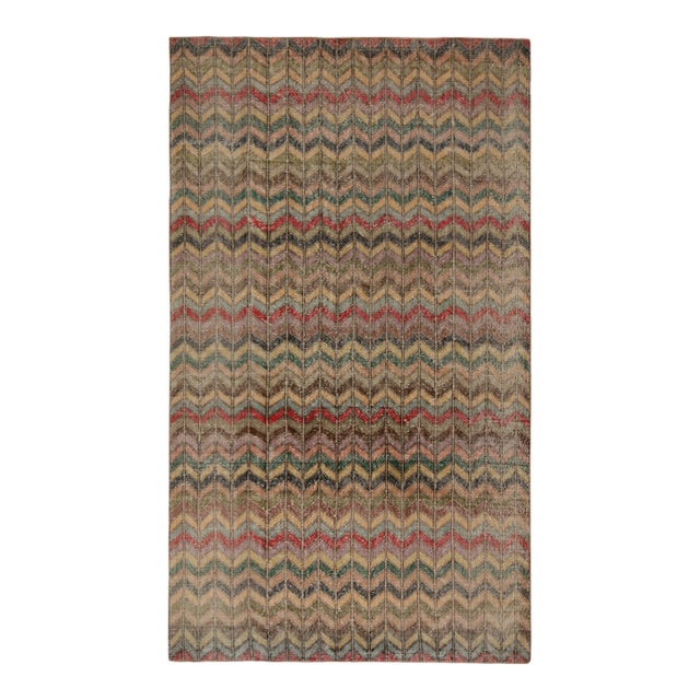Vintage Zeki Muren Rug in Polychromatic Chevron Patterns - by Rug & Kilim For Sale