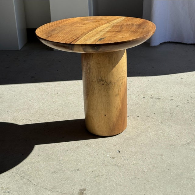 Side Table in Suar Wood with Circular Top and Column Base For Sale - Image 18 of 18