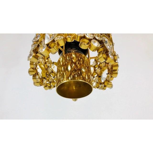 Gold German Gilt Brass and Crystal Glass Chandelier from Palwa, 1970s For Sale - Image 8 of 16