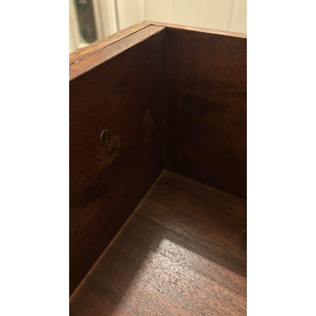 Spanish Revival Vintage Spanish Revival Solid Wood Chest of Drawers – Metal Fronts & Iron Ring Pulls – 1920s–40s For Sale - Image 3 of 4