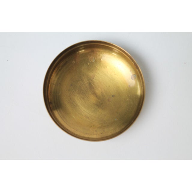 Vintage Glass Vanity Jar W/ Etched Brass Lid For Sale - Image 4 of 7