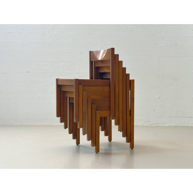 Mid-Century Minimalist Stackable Wooden Chair For Sale - Image 10 of 14