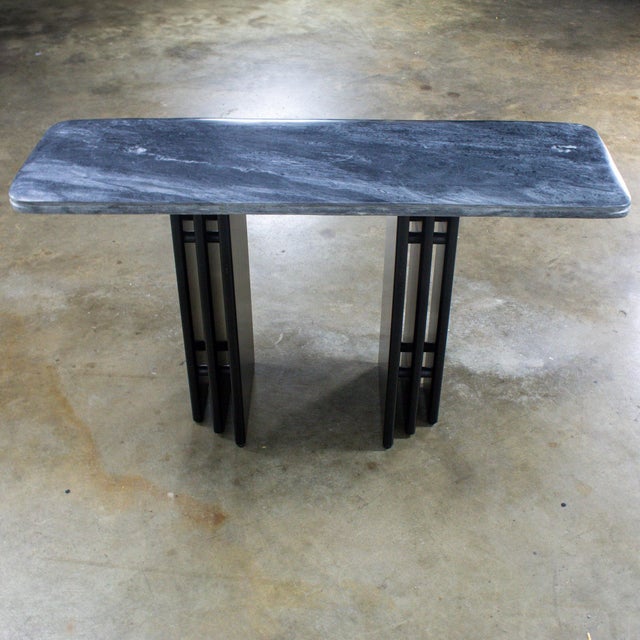 Late 20th Century Scandinavian Post Modern Sofa or Console Table Marble Rectangle Top by Bendixen Designs Made in Denmark For Sale - Image 11 of 18