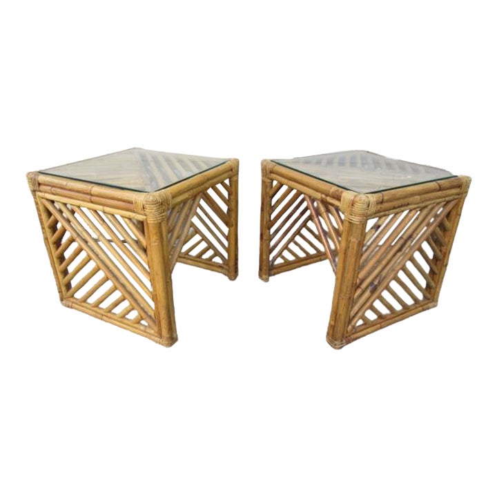 Pair of Bamboo Side Tables Chairish