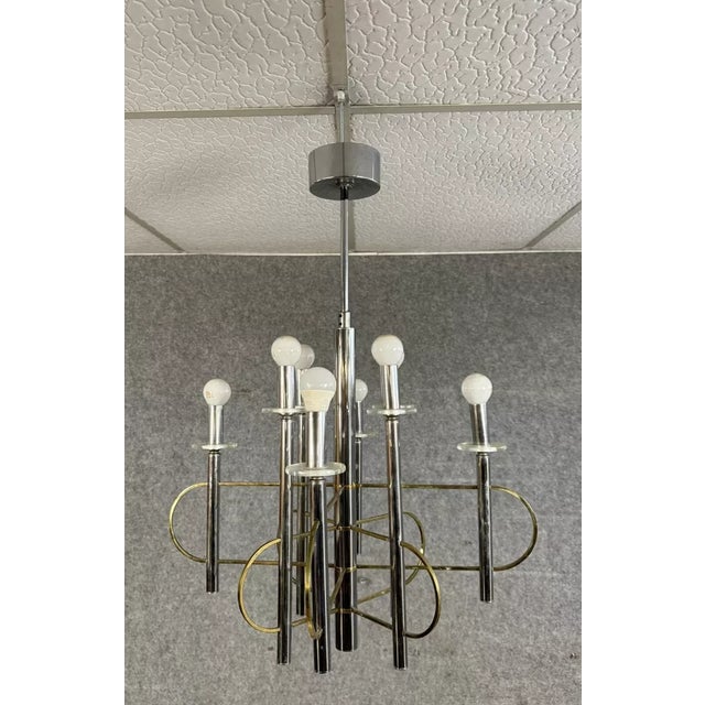 Metal 8-Light Chandelier by Gaetano Sciolari, 1970s For Sale - Image 7 of 7