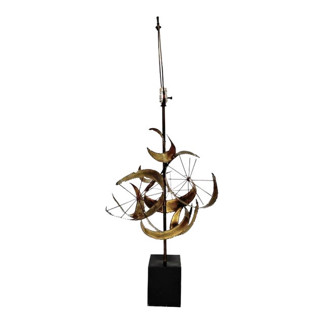 Torch Cut Brutalist Lamp by Bijan of California for Laurel Lamp For Sale