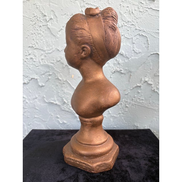 Sculpture Materials Vintage Pair of Classical Child Busts on Pedestals – Boy & Girl Figurative Sculpture For Sale - Image 7 of 12