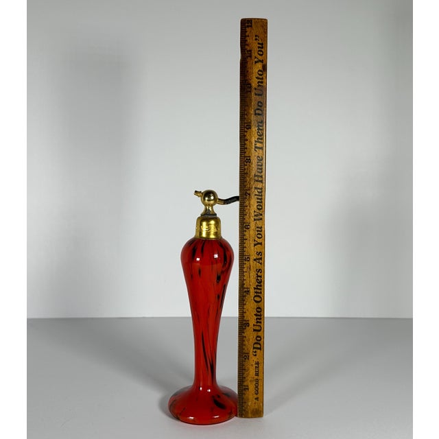 Art Deco Czech Red & Black Swirled Glass Perfume Atomizer - 1930s For Sale - Image 9 of 10