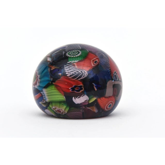 Fratelli Toso Vintage Murano Fratelli Toso Millefiori Paperweight Blues, Reds, Green, Purple, Turquoise 50's For Sale - Image 4 of 11