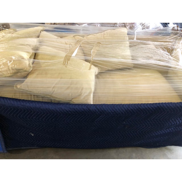 Vintage Knole sofa with 5 pillows, bench seat cushion. Seat depth of bench cushion is 30". Seat height is 19.5". Been...