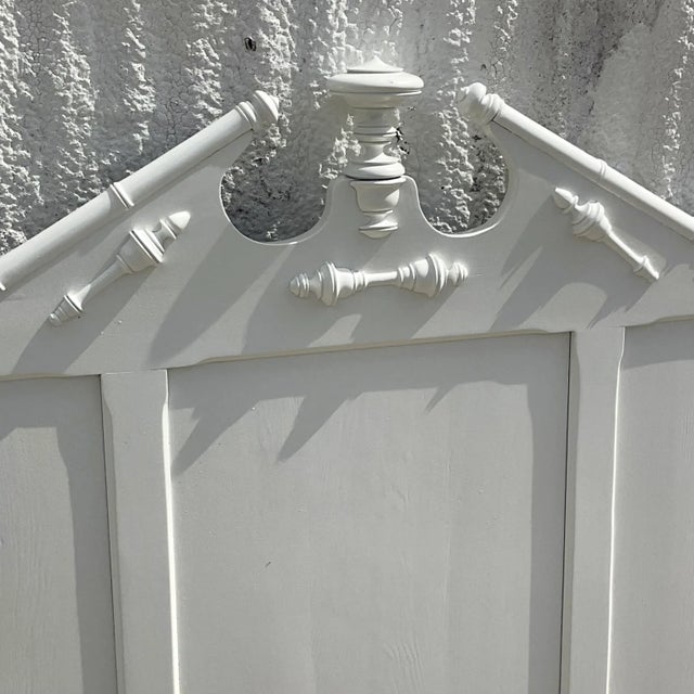 Traditional Mid 20th Century Vintage Georgian Pediment Full Headboard For Sale - Image 3 of 7