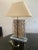 Mid-Century Modern Balinese Carved Panel Table Lamp in Lucite Frame With Brass Hardware For Sale - Image 3 of 9