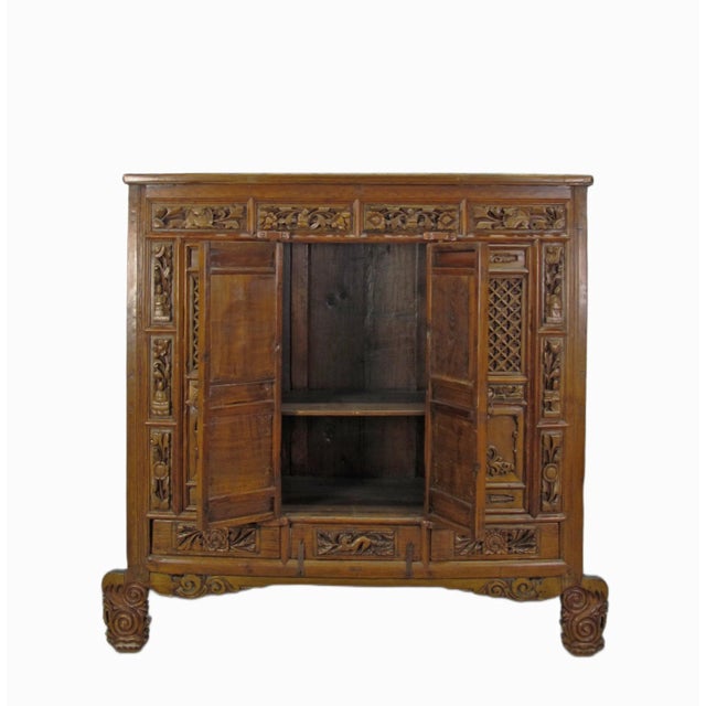 Hand Carved Chinese Antique Cabinet For Sale - Image 11 of 13