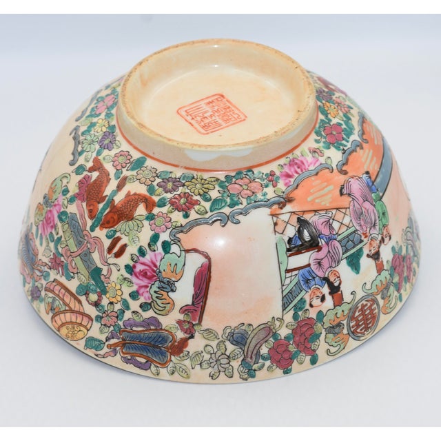 Rose Vintage Famille Rose/Rose Medallion Chinese Porcelain Bowl For Sale - Image 8 of 11