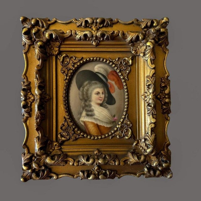A striking 19th-century hand-painted porcelain portrait plaque depicting georgiana spencer, duchess of devonshire, after...